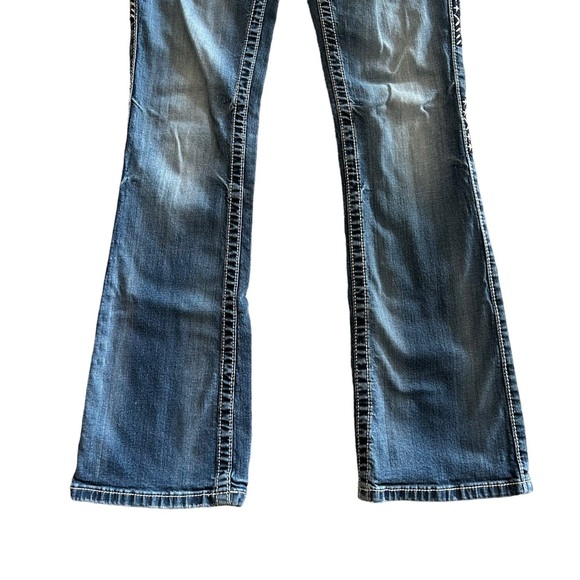 MISS Me Jeans Womens 28 Bootcut Rhinestone Embroidered Stripe Western Country - Picture 6 of 14